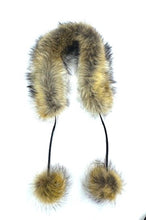 Load image into Gallery viewer, Thin Line Coyote Scarf with Pompoms