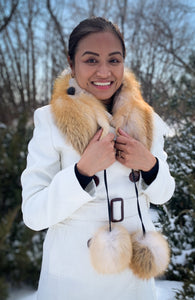 Red Fox Scarf with Pompoms