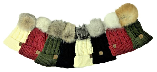 Ladies Real Fur Pom Pom Toques - The Classic